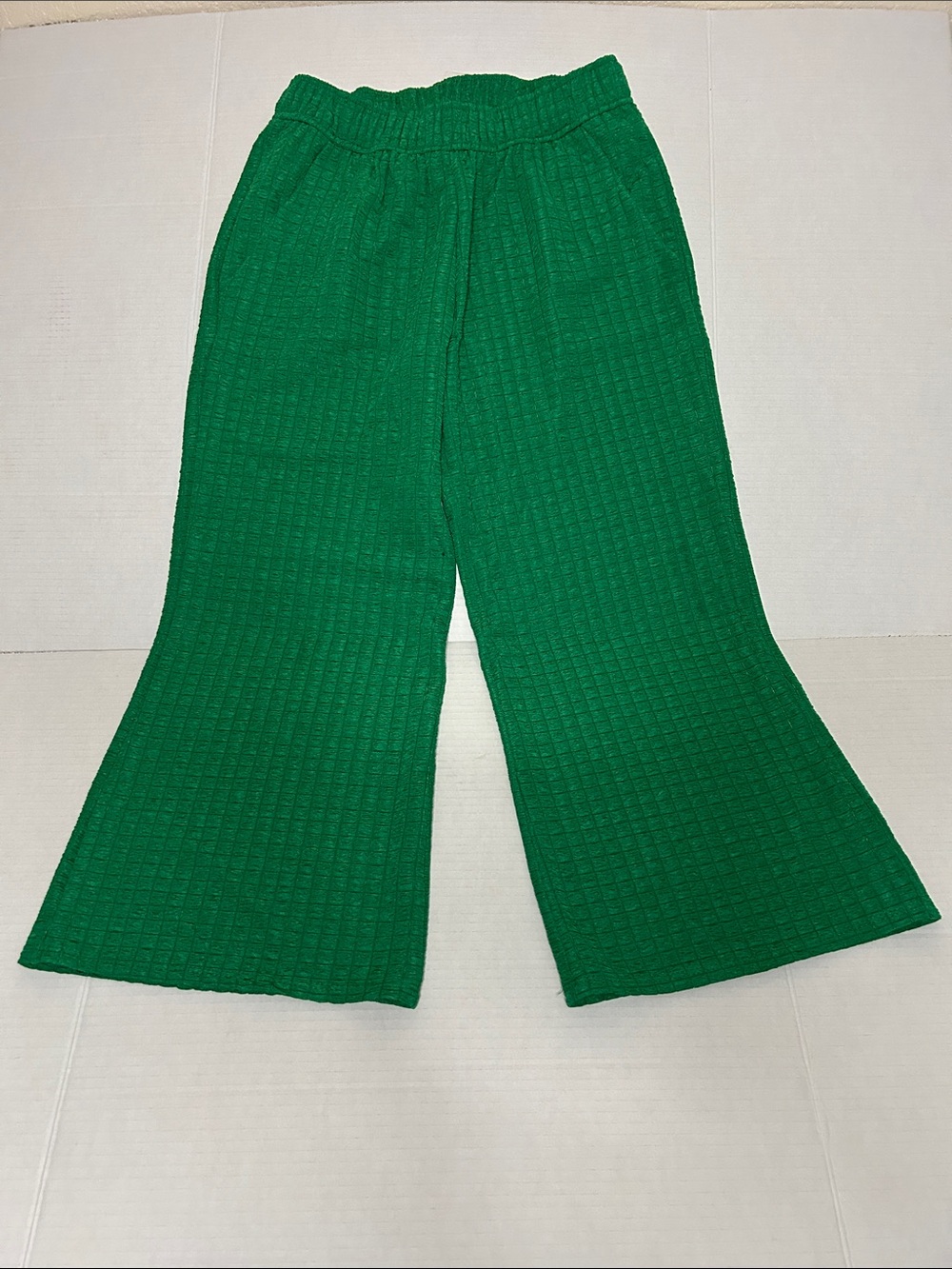 Hudson Gray Small women’s bright green  pants with textured grid-pattern fabric